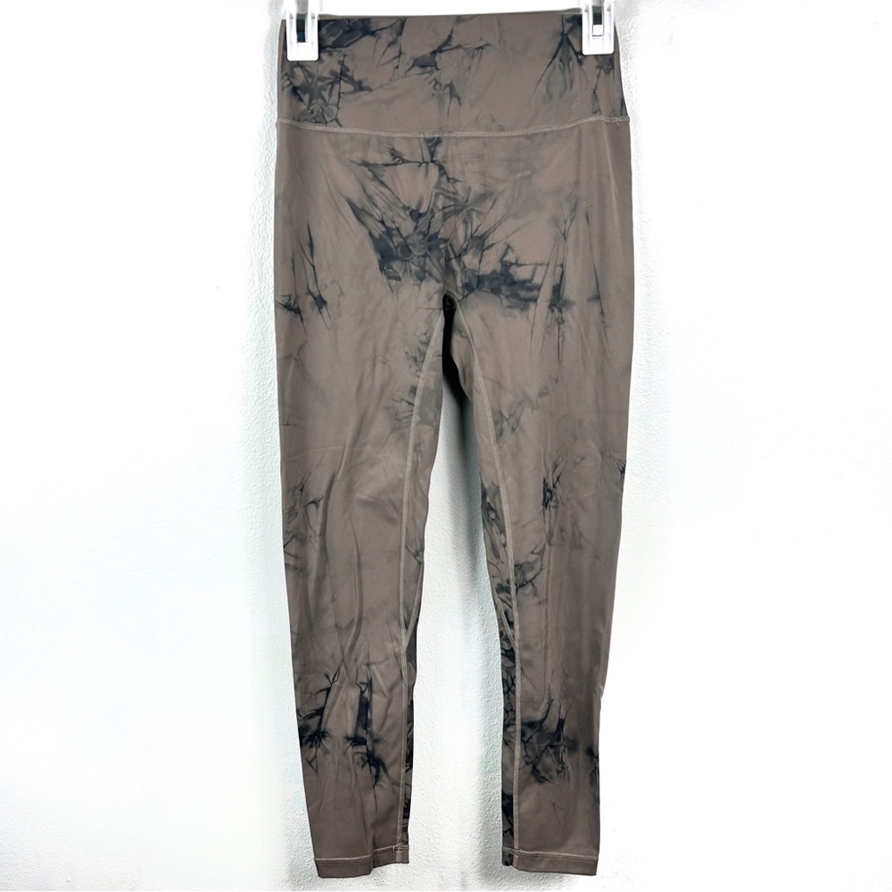 ZYIA Taupe Tie-Dye Leggings with Black Accents